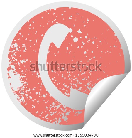distressed circular peeling sticker symbol of a telephone handset