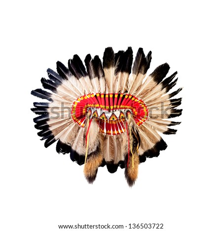 native american indian chief headdress (indian chief mascot, indian tribal headdress, indian headdress) Royalty-Free Stock Photo #136503722
