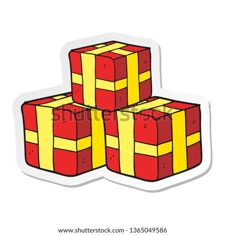 sticker of a cartoon wrapped gifts