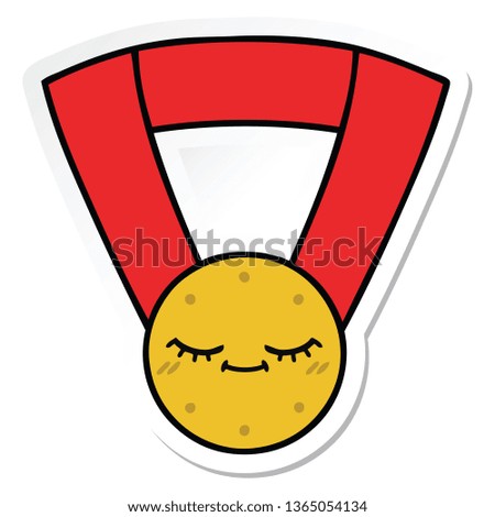 sticker of a cute cartoon gold medal
