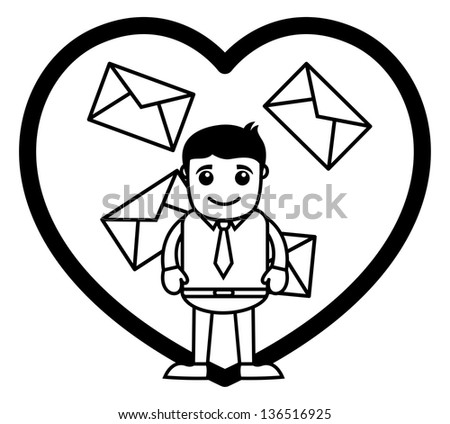 Love Letters - Office and Business People Cartoon Character Vector Illustration Concept