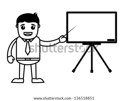 Office Vector Cartoon Character Illustration - Showing Slide Presentation