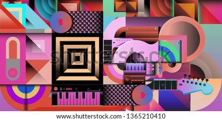 Vector illustration music instrument and colorful art background
