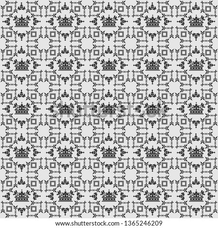 Black and white wallpaper background in retro style, seamless pattern, vector image