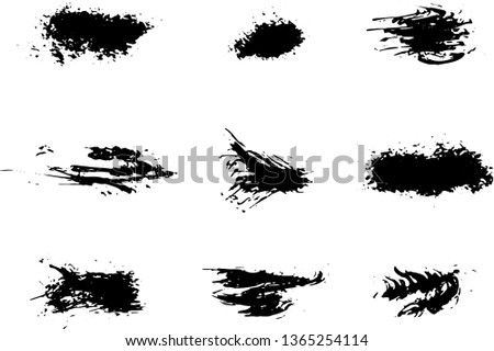 Paint brush strokes, grunge stains  isolated on white background. 