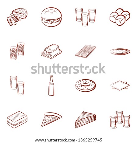 Food images. Background for printing, design, web. Usable as icons. Binary color.