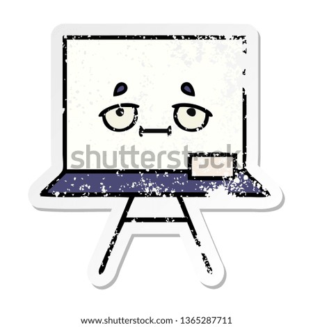 distressed sticker of a cute cartoon white board