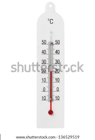 Simple domestic glass thermometer isolated on white background Royalty-Free Stock Photo #136529519