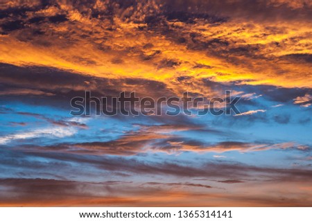 Dramatic colorful sunset and sunrise sky