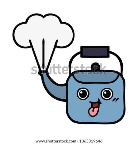 cute cartoon of a steaming kettle