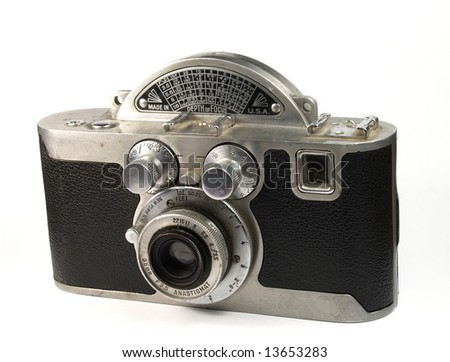 vintage photo camera isolated on white