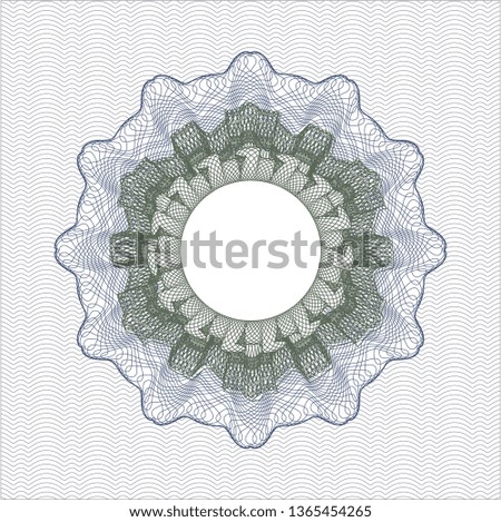 Blue and green rosette or money style emblem