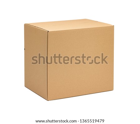 moving carton in front of white background  Royalty-Free Stock Photo #1365519479