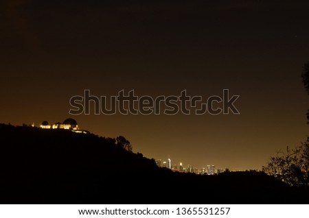 Observatory over LA skyline at night