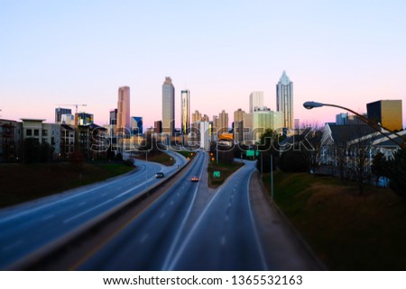 Atlanta city panoramic view skyline, tilt shift effect, Georgia, USA