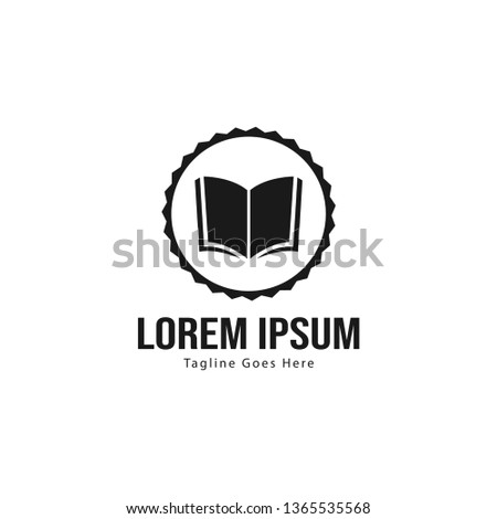 Book logo template design. minimalist book logo with modern frame vector design