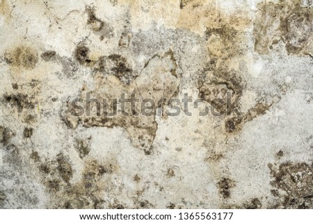 gray yellow texture of old antique wall, destroyed layer of concrete wall plaster, dark grunge abstract background