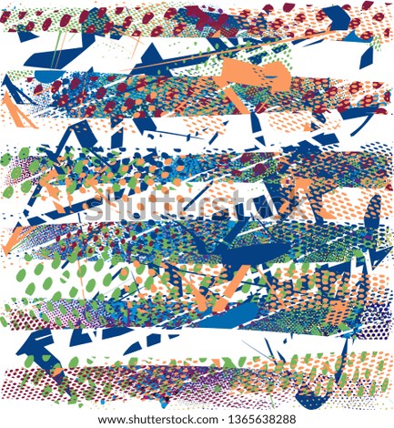 Distressed multicolor background with spots, scratches and nets. Abstract vector illustration