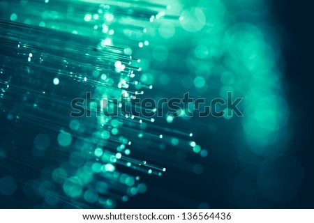fiber optics threads in emerald color Royalty-Free Stock Photo #136564436