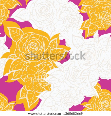 Modern tropical flowers seamless pattern design. Seamless pattern with spring flowers and leaves. Hand drawn background. floral pattern for wallpaper or fabric. Botanic Tile.