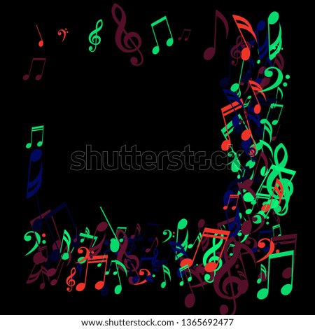 Square Frame of Musical Notes. Abstract Background with Notes, Bass and Treble Clefs. Vector Element for Musical Poster, Banner, Advertising, Card. Minimalistic Simple Background.