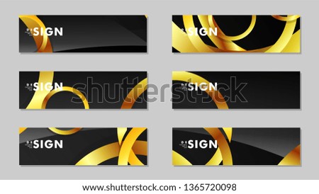 Banners with abstract metal vector backgrounds with luxurious shiny gold circles