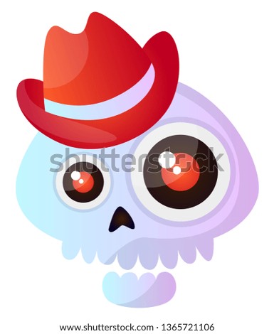 Cartoon skull with red hat vector illustartion on white background