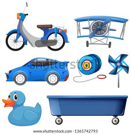 Set of blue object illustration