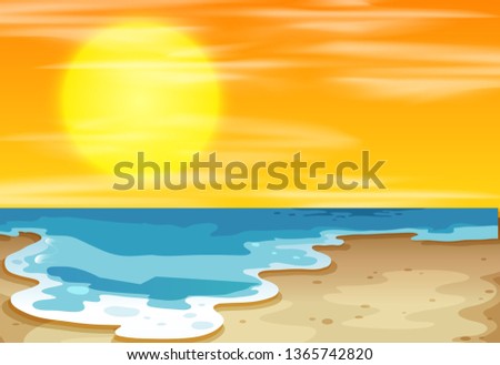 Sunset at the beach illustration