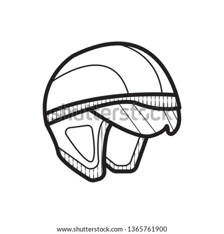 Motorcycle helmet icon in doodle sketch lines