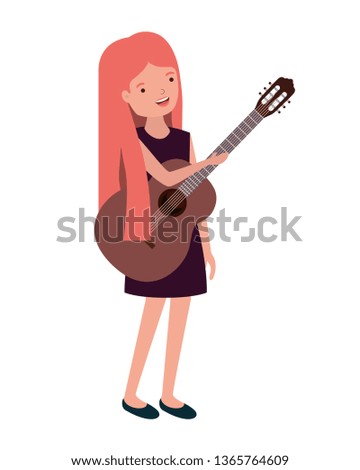 young woman with guitar character