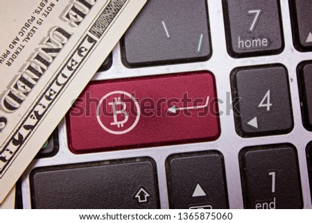 Payment bitcoin button on the keyboard, access concept