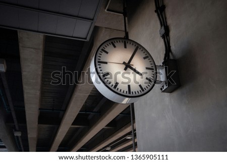 circle vintage old clock at train station in Bangkok Thailand
