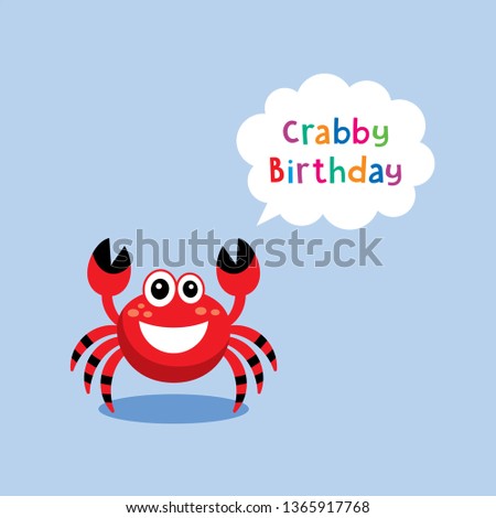 cute crab happy crabby birthday greeting card