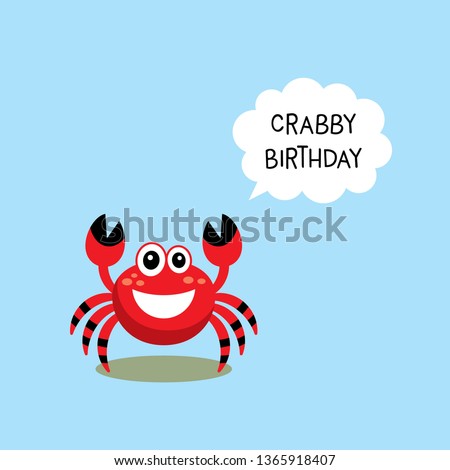cute crab happy crabby birthday greeting card vector