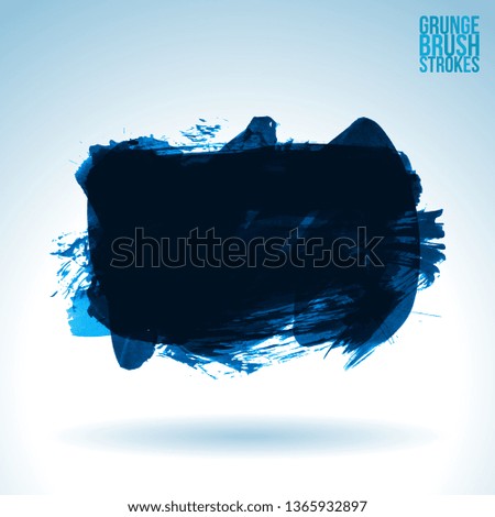 Blue brush stroke and texture. Grunge vector abstract hand - painted element. Underline and border design.