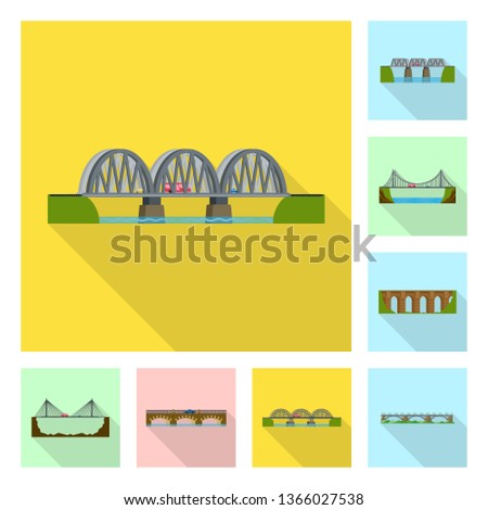 Isolated object of bridgework and bridge symbol. Set of bridgework and landmark stock vector illustration.