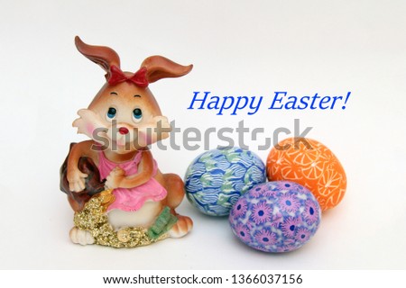 
Easter bunny and painted eggs for Easter