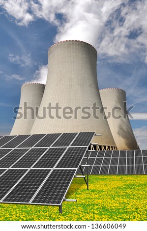 Nuclear power plant with solar panels