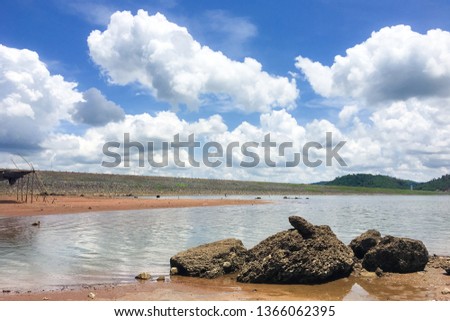 Wide angle of water surface and sky