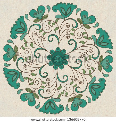 Ornamental round floral lace pattern.