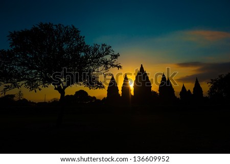 Prambanan temple at sunset, Java, Indonesia
