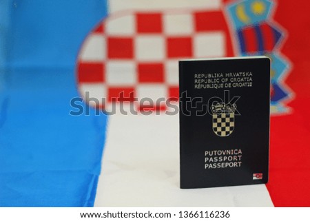 Croatian passport on flag