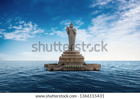 Buddha Statue of Hyderabad.Hyderabad,India Royalty-Free Stock Photo #1366155431