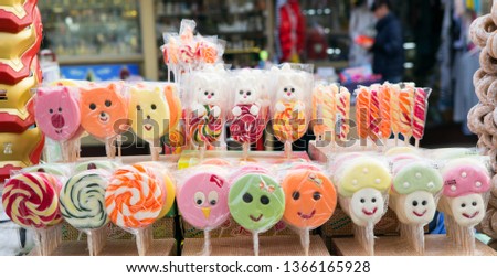 colorful candies are sold at the fair