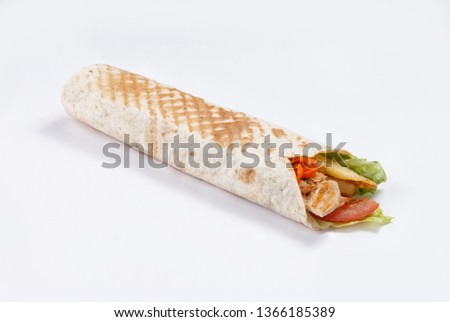 shawarma on a white background Royalty-Free Stock Photo #1366185389