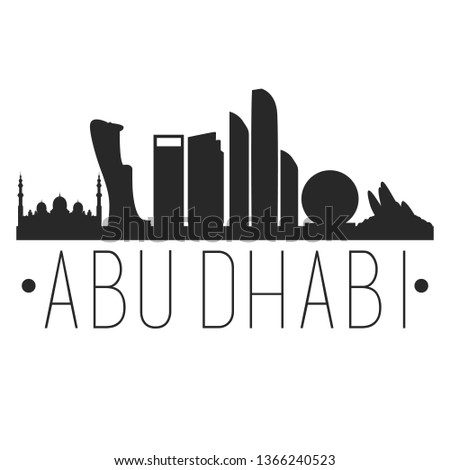 Abu Dhabi United Arab Emirates. City Skyline. Silhouette City. Design Vector. Famous Monuments.