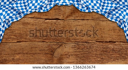 old rustic retro wood wooden texture with bavarian flag dark brown vintage weathered natural Oktoberfest panorama background