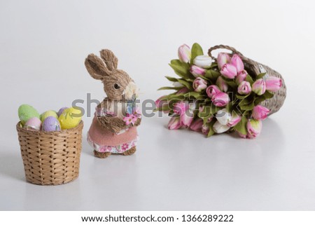 Easter bunny on a white background, Easter decoration.