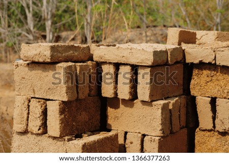 Mud bricks or bricks for building clay house.